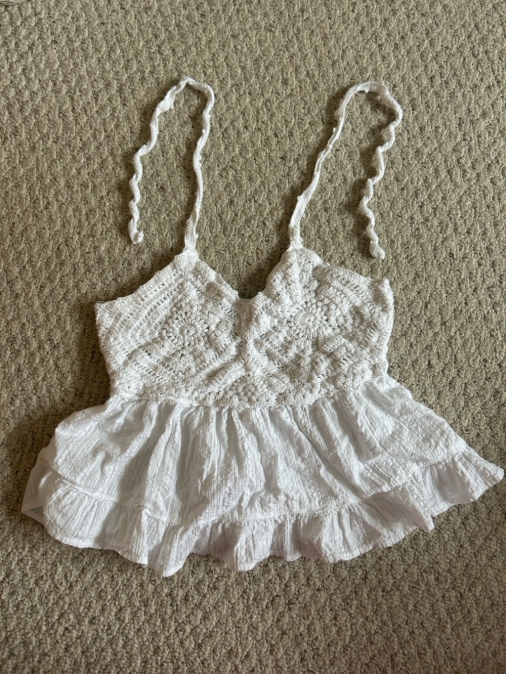 White Babydoll Crochet Halter Top